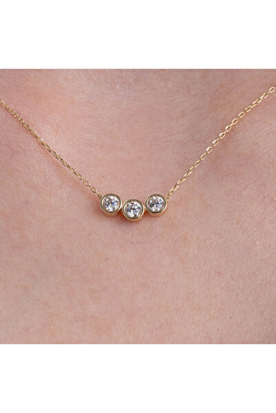 FasekGold Altın Kolye - Tria Pırlanta Montürü Altın Kolye-Pırlanta altın Kolye-Hediye Altın Kolye