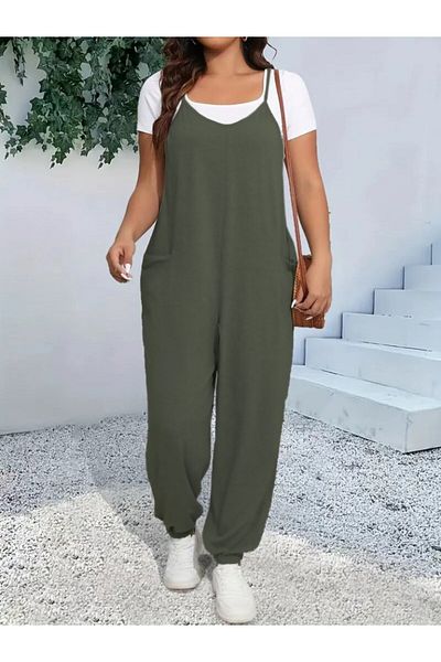 Modayakamoz Women's Strappy Halter Neck Viscose Fabric Baggy Jumpsuit