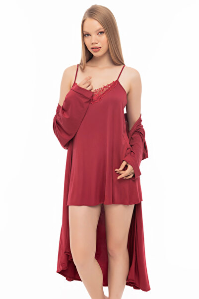 GIONA Micro Combed Fabric Nightgown Dressing Gown Set