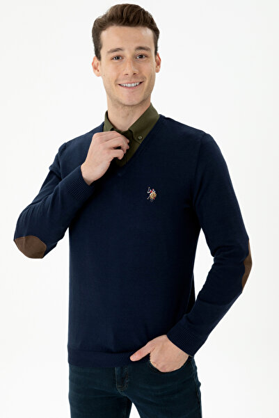 U.S. Polo Assn. Men's Navy Blue V-Neck Sweater 50269006-Vr033