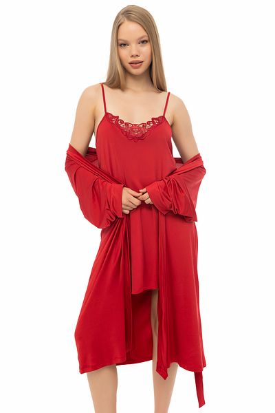 GIONA Micro Combed Fabric Nightgown Dressing Gown Set