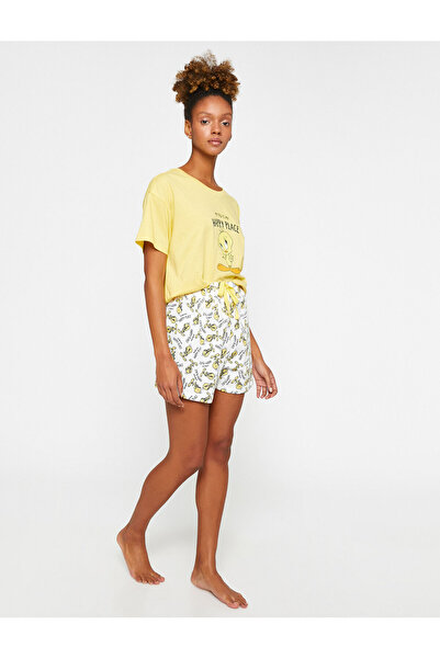 Koton Tweety Baskılı Pijama Takımı Şortlu Kısa Kollu