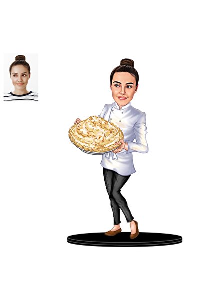 wonderlike Kişiye Özel Aşçı Karikatürlü 3d Ahşap Biblo,sevgiliye Hediye,doğum...