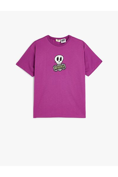 Koton Licencované bavlněné tričko Beetlejuice - krátký rukáv, výstřih
