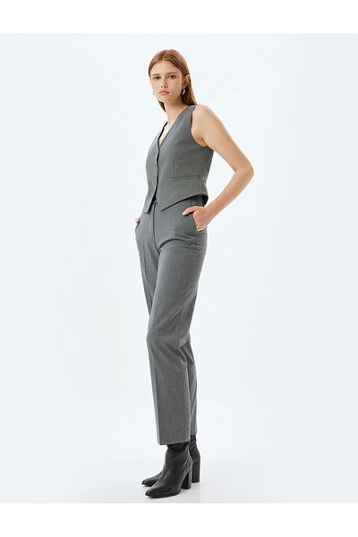 Koton Buttoned V-Neck Slim Fit Blazer Vest