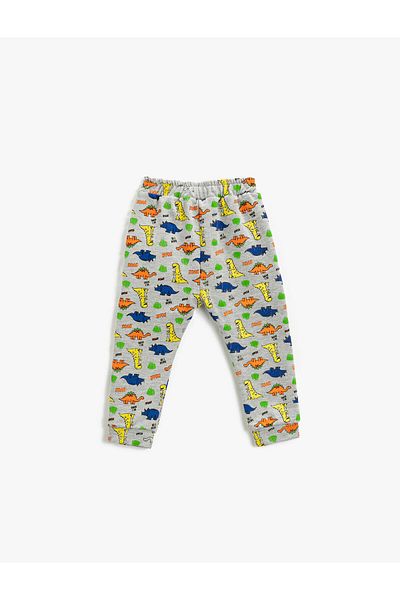 Koton Dinosaur Printed Sweatpants with Tie Waist Pocket