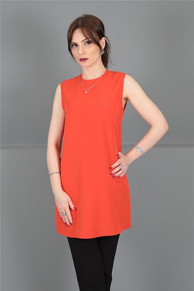 ÖNDER ÖZSOY O-Neck Sleeveless Blouse-Orange
