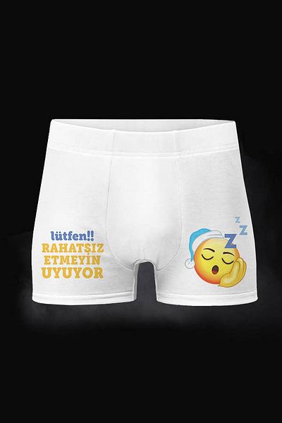 hediyemen Don't Disturb It Sleeps Funny Boxer with Message
