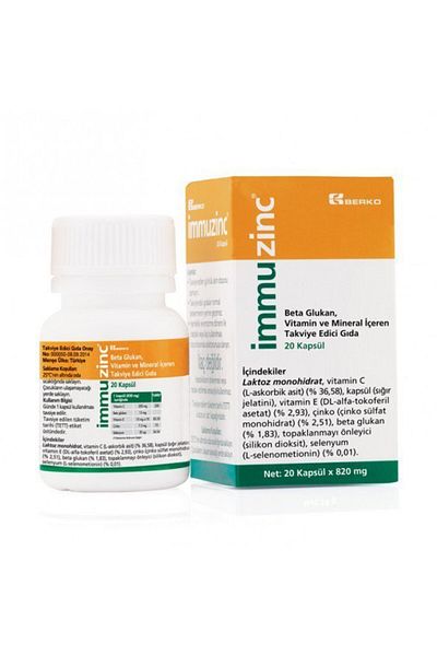 Berko Immuzinc 20 Capsule Betaglucan Multivitamin Mineral Containing Teg