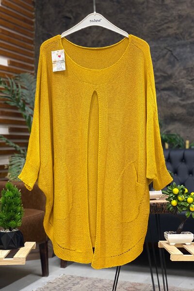 sahnemoda Bluză largi mercerizată cu buzunar frontal deschis