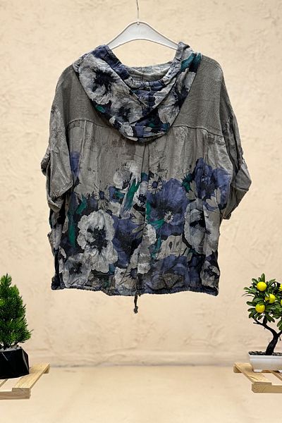 sahnemoda Jachetă importată cu glugă și fermoar - model floral