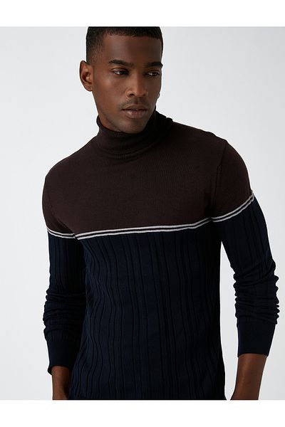 Koton Turtleneck kötöttáru pulóver színe blokkolva