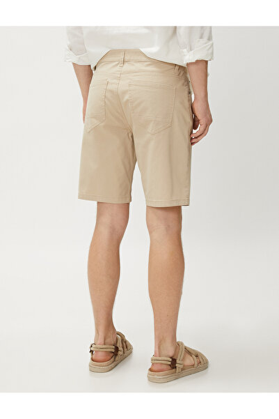 Koton Cotton Gabardine Shorts - Pale Effect and Button