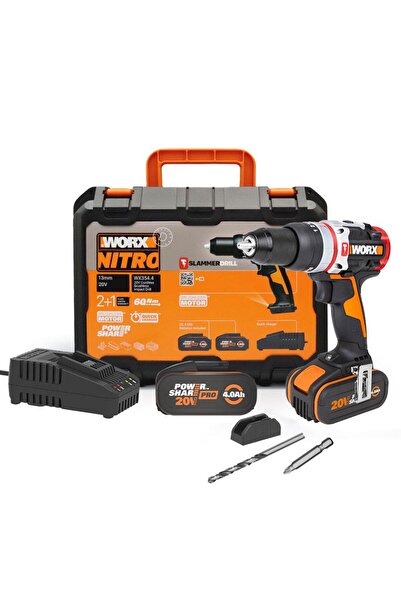 WORX WX354.4 20Volt/4.0Ah Li-ion Çift Akülü Kömürsüz Profesyonel Şarjlı Darbe...