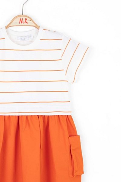 nk kids 76504 Bonibon 4/8 Εκρού-Πορτοκαλί Φόρεμα