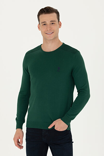 U.S. Polo Assn. Ανδρικό πράσινο πουλόβερ Basic 50269003 -VR054