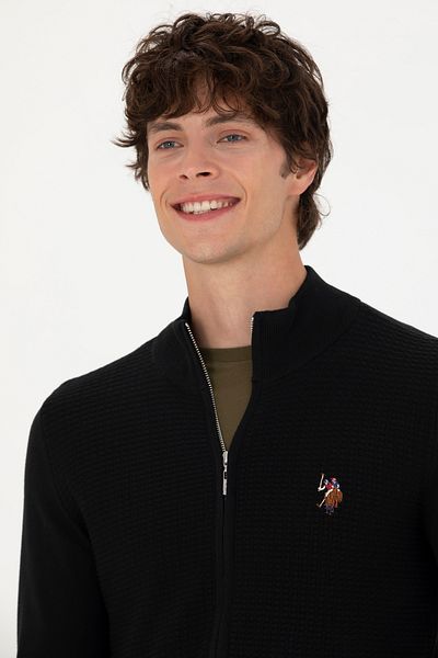 U.S. Polo Assn. Cardigan de tricotaj de bază negru pentru bărbați 50268938 -VR046