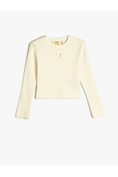 Koton Bluse mit langen Ärmeln, rundem Ausschnitt, Fensterdetail und Camisole