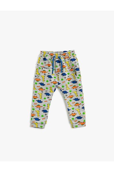 Koton Dinosaur Printed Sweatpants with Tie Waist Pocket