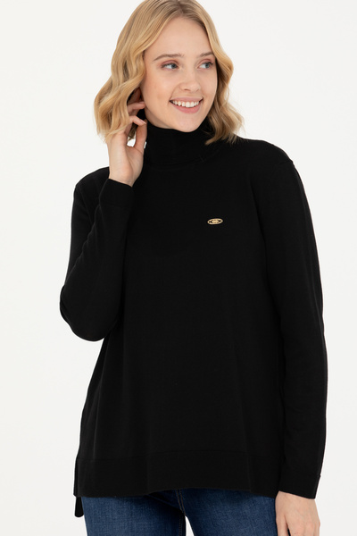 U.S. Polo Assn. Kadın Siyah Balıkçı Yaka Basic Kazak 50269012-VR046