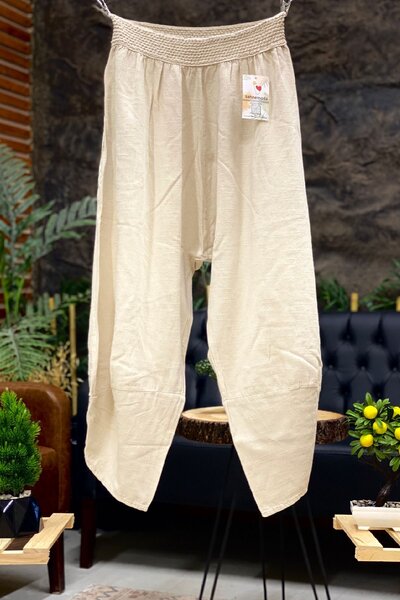 sahnemoda Pantaloni Skinny Leg Shalwar din in, cu spate jos