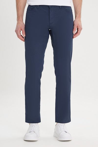 ALTINYILDIZ CLASSICS Men's Navy Blue Slim Fit Slim Fit 5 Pocket Dobby Flexible Trousers