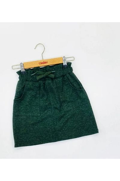 Çikoby 5-14 Years Girl's Skirt Knitted Green Winter Skirt