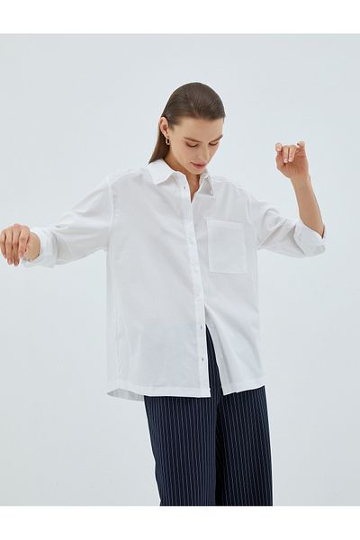 Koton Cotton Shirt Pocket Detailed Long Sleeve