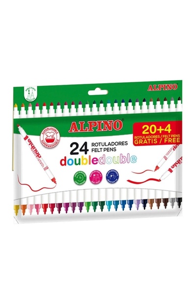 Alpıno قلم مزدوج من اللباد على الوجهين مكون من 24 قطعة