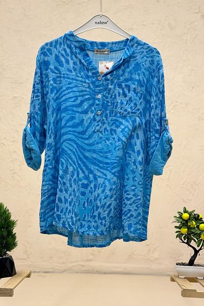 sahnemoda Cămașă de in importată - model leopard, 3 nasturi
