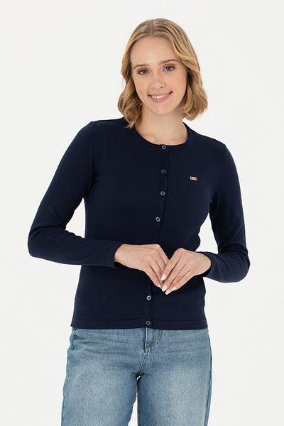 U.S. Polo Assn. Γυναικεία πλεκτή ζακέτα Navy Blue - Basic Model 50269011 -VR033