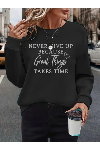 Trendusfashion Μακρυμάνικη μπλούζα με στρογγυλή λαιμόκοψη με δύο κλωστές