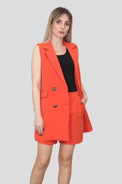 ÖNDER ÖZSOY Safari Yelek & Safari Şort Takım-Turuncu