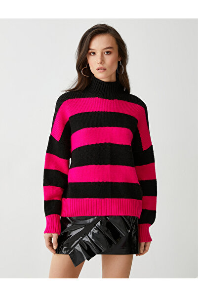 Koton Renk Bloklu Boğazlı Kazak