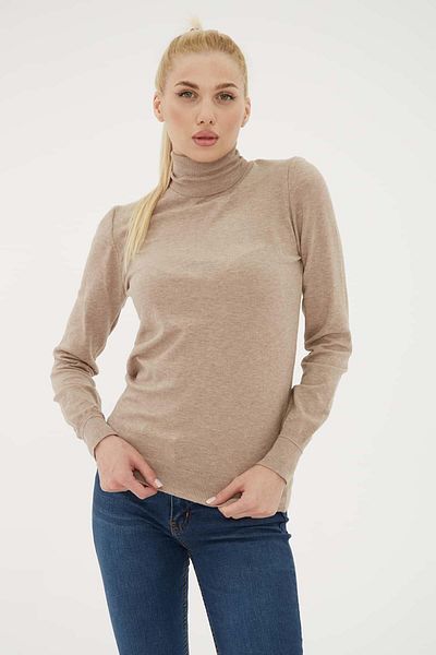 Fashion Friends Пуловер с кръгло деколте от норка и меланж