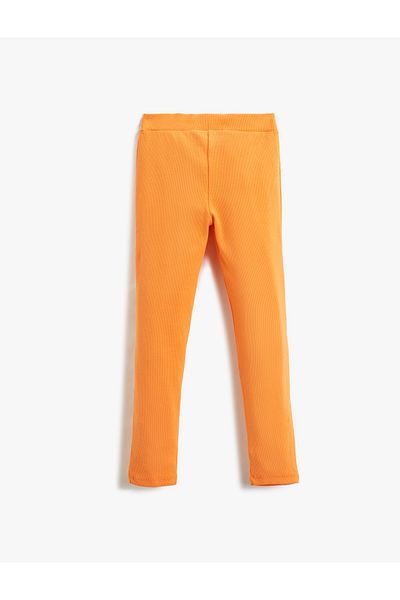 Koton Basic Ribbed Leggings with Elastic Waist Label Detail
