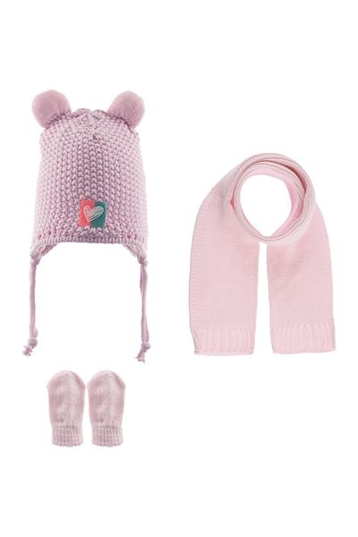 Kitti 0-18 Months Pink Scarf Beanie Gloves Set -2315002