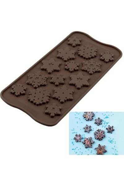 Tinky Winky Yılbaşı Kar Tanesi Desenli Silikon Çikolata Kek Kalıbı