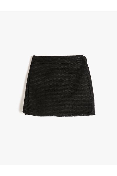 Koton Fustă pantaloni scurți din tweed cu talie elastică dublu