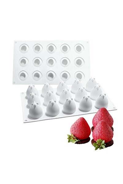 Genel Markalar Çilek Desenli Silikon Kek Jöle Sabun Çikolata Mum Kek Kalıbı