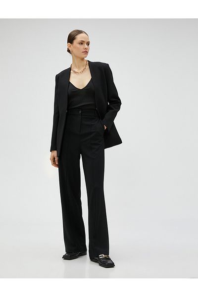 Koton Blazer Jacket V-Neck Pocket Λεπτομερής
