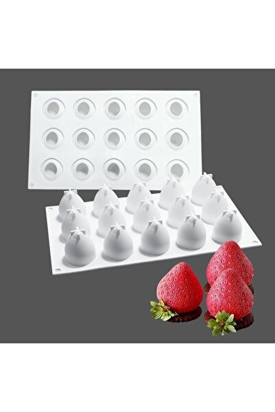 Genel Markalar Çilek Desenli Silikon Kek Jöle Sabun Çikolata Mum Kek Kalıbı