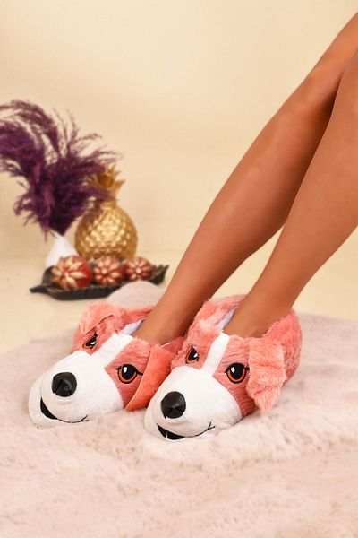 Peta Unisex Dog Figured Λούτρινες Παντόφλες Home Παντόφλες Home Boots