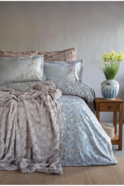 Apricitas HOME طقم غطاء لحاف مزدوج من نوع برييلا مينك