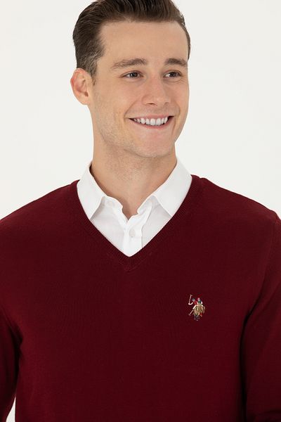 U.S. Polo Assn. Claret Red Men's Basic Sweater -50269006-VR014