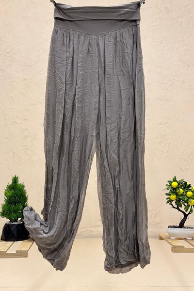 sahnemoda Bel Penye Korsajlı Bol Paça İpek İthal Pantolon