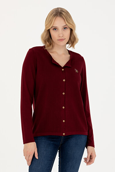 U.S. Polo Assn. Women's Burgundy Basic Knitwear Cardigan 50269008 -Vr014