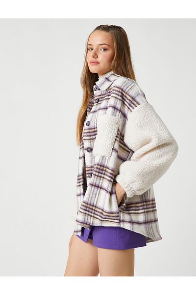 Koton Drevorubačská košilová bunda Oversize Detailní zapínání do kapsy