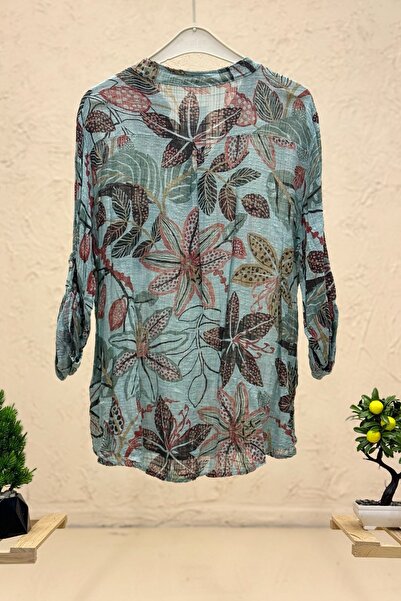 sahnemoda Λινό πουκάμισο με σχέδιο Jasmine - με κουκκίδες και κουμπιά