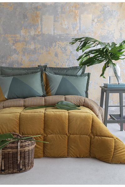 Apricitas HOME طقم نوم مزدوج ناعم بيكاسا زعفران - طقم نوم